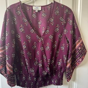 Twine and String Boho 3/4 Sleeve Blouse Small